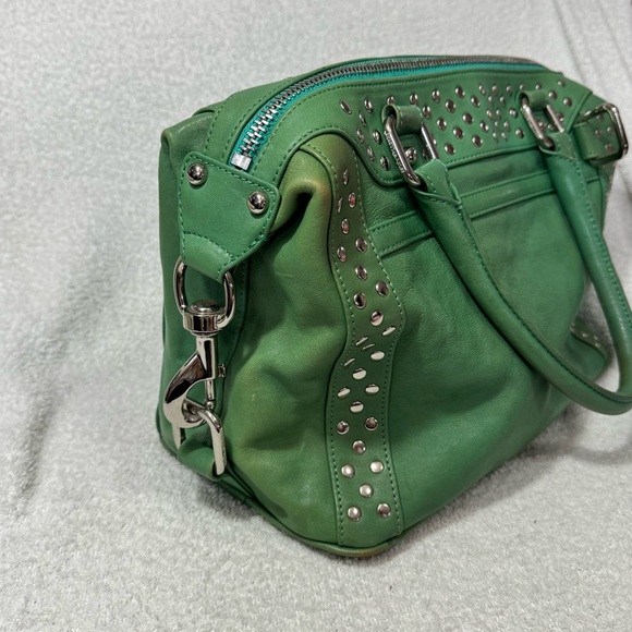 Rebecca Minkoff Green Studded Leather Stevie Satchel Handbag - Picture 5 of 11